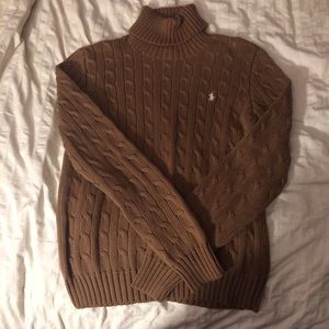 ralph lauren turtleneck cable knit sweater
